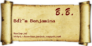 Böm Benjamina névjegykártya